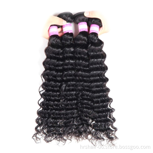 wholesale indian hair weave human hair deep wave bundles with closure cuticle aligned hair